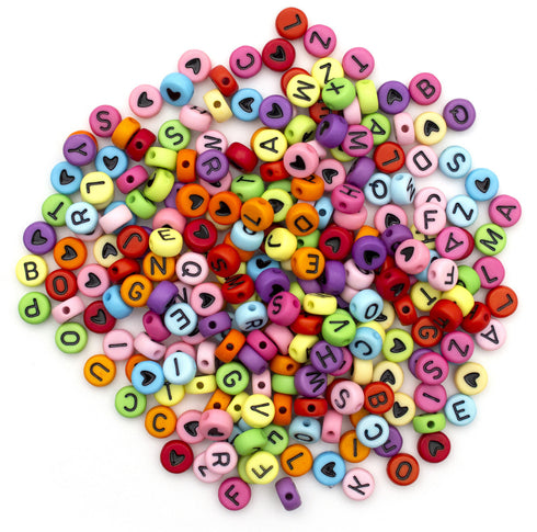 ASST ROUND W/BLACK LETTER BEAD
